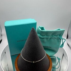 Tiffany & Co. Elsa Peretti Single Diamond Pendant Bracelet Sterling Silver